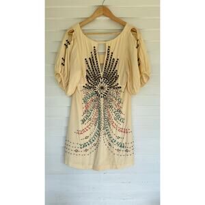 Silk Cold-Shoulder Beaded Mini Dress (8)